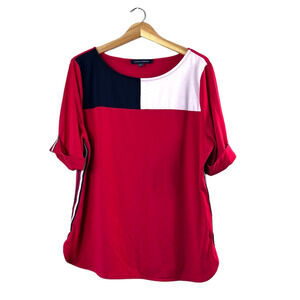Red Women's Colorblock Tommy Hilfiger Blouse L